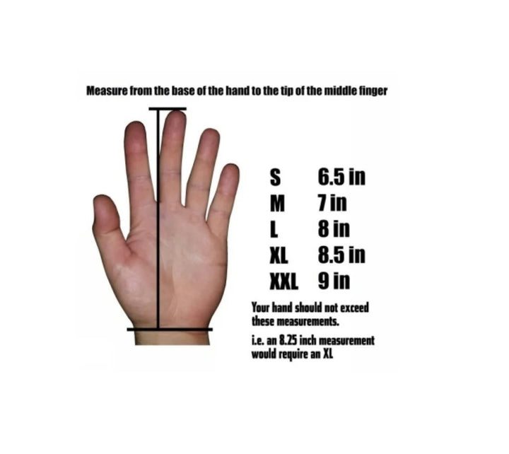 Hammer Throw Glove finger chart