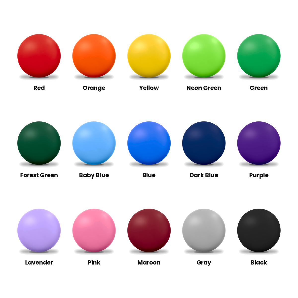Indoor shot put color options: 15 hardshell colors