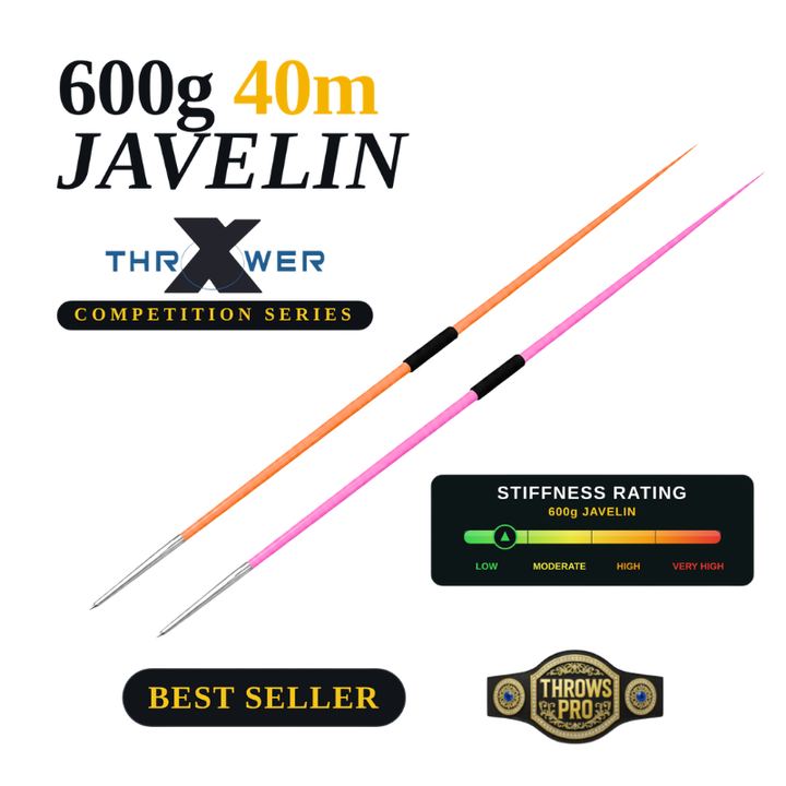 600g Javelin 40m Competition | Steel Tip | Beginner Level High School Girls and College Women