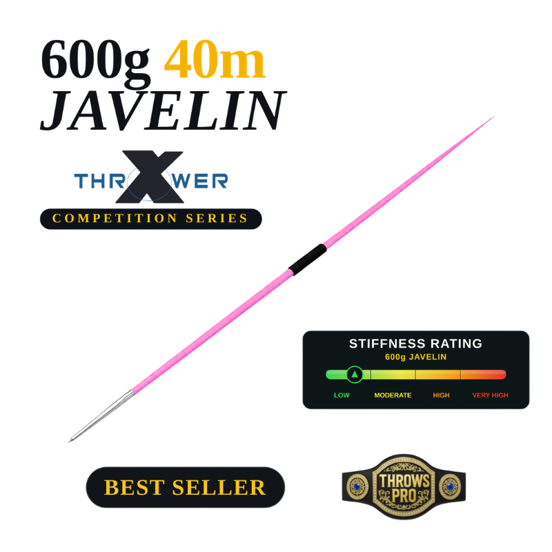 600g Javelin 40m Competition | Steel Tip | Beginner Level High School Girls and College Women
