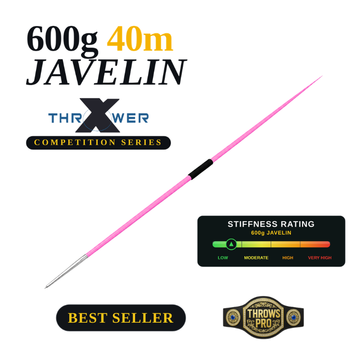 600g Javelin 40m Competition | Steel Tip | Beginner Level High School Girls and College Women