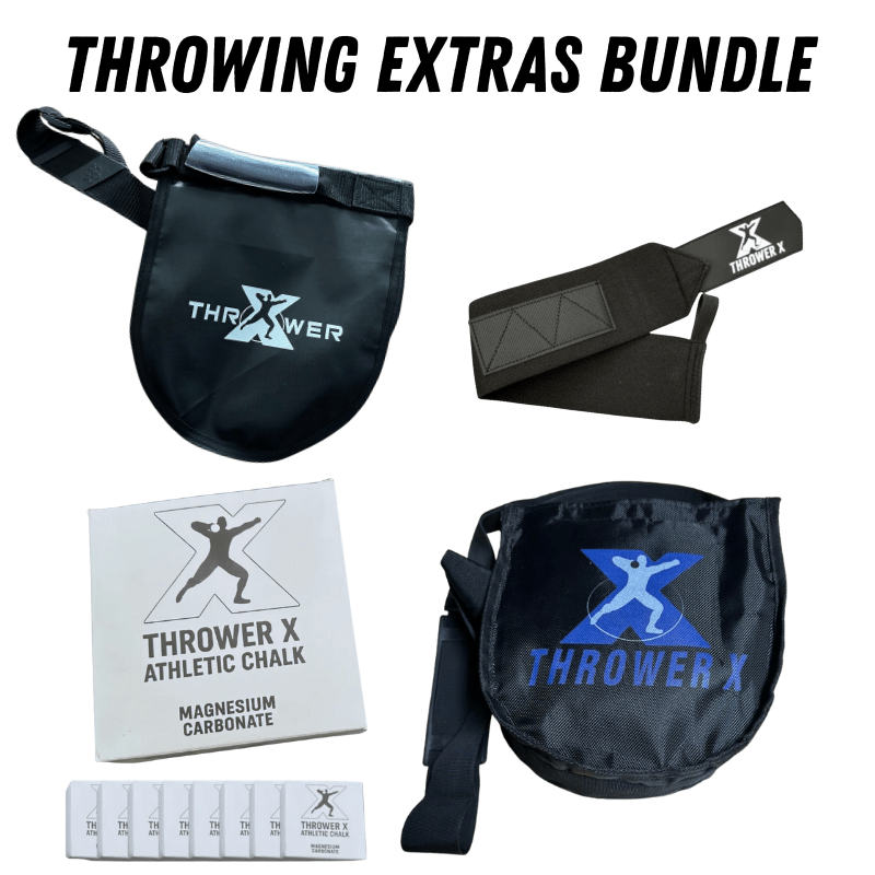 Buy Shot Put and Discus Extra Bundles | Chalk - Wrist Wrap - Deluxe Carrier - Dual Sided Carrier - Throws Pro Fast Shipping